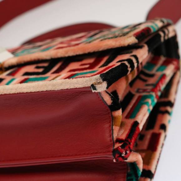 FENDI Zucca Canvas Canai Hand Bag 2way Pink Red Auth 69973A - Picture 15 of 16